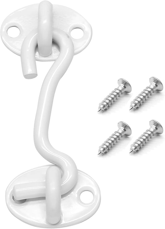 Biaungdo Heavy Duty Hook and Eye Latch, 3 Inch White Privacy Hook Barn Door Lock Easy Lock, Stainless Steel V1259-DP01-D-65