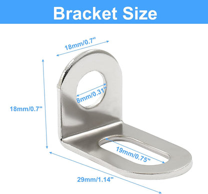 Biaungdo 30 Pcs 18x18x29mm/0.7"x0.7"x1.14" Adjustable Right Angle Brackets L-Shape Corner Brace Support Silver V1259-DP01-D-66