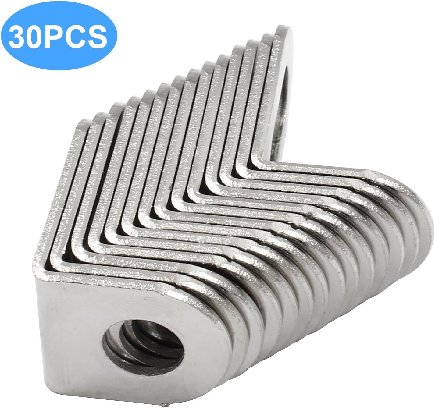 Biaungdo 30 Pcs 18x18x29mm/0.7"x0.7"x1.14" Adjustable Right Angle Brackets L-Shape Corner Brace Support Silver V1259-DP01-D-66