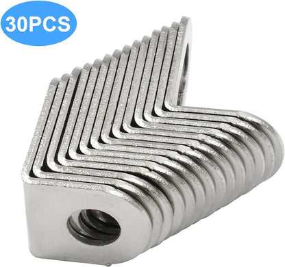 Biaungdo 30 Pcs 18x18x29mm/0.7"x0.7"x1.14" Adjustable Right Angle Brackets L-Shape Corner Brace Support Silver V1259-DP01-D-66