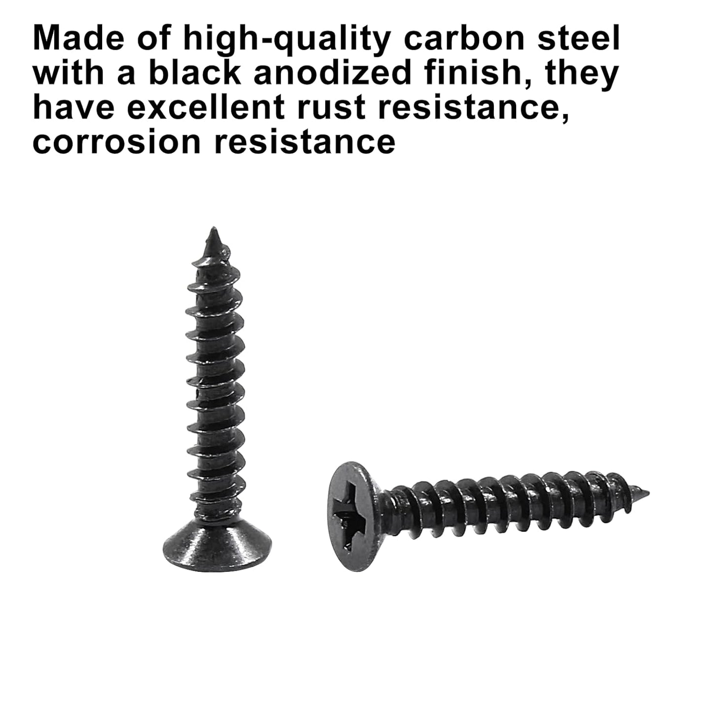 Biaungdo #6 X 3/4" Black Oxide Coated Carbon Steel Flat Head Phillips Wood Screw-(100 Pcs) V1259-DP01-D-73