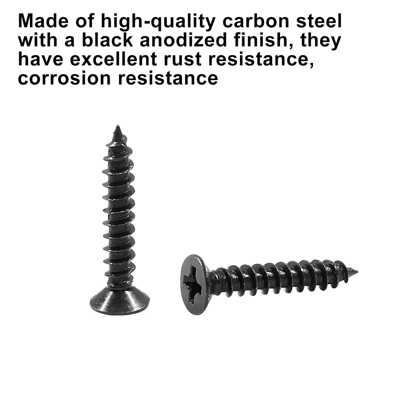 Biaungdo #6 X 3/4" Black Oxide Coated Carbon Steel Flat Head Phillips Wood Screw-(100 Pcs) V1259-DP01-D-73