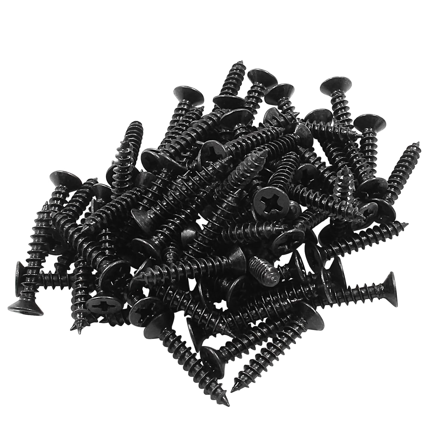 Biaungdo #6 X 3/4" Black Oxide Coated Carbon Steel Flat Head Phillips Wood Screw-(100 Pcs) V1259-DP01-D-73