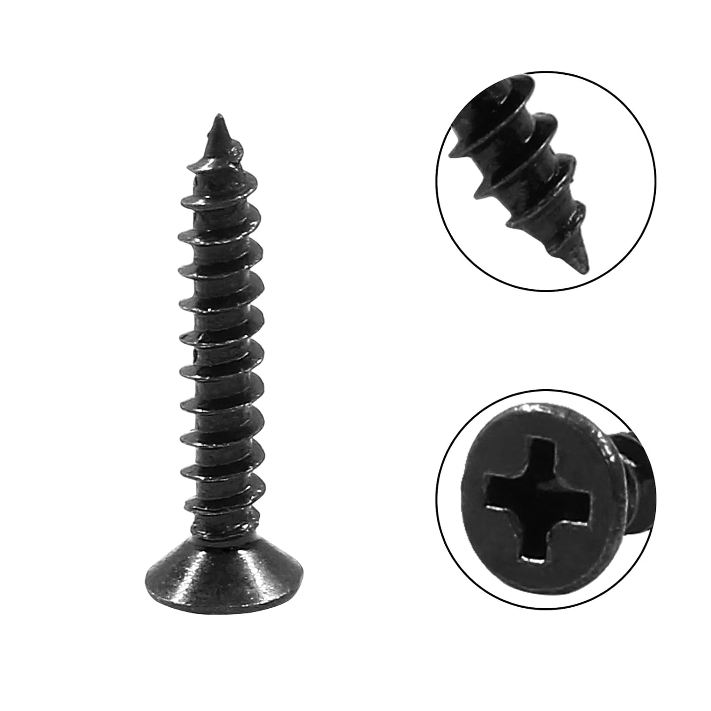 Biaungdo #6 X 3/4" Black Oxide Coated Carbon Steel Flat Head Phillips Wood Screw-(100 Pcs) V1259-DP01-D-73