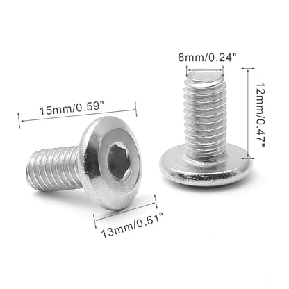 Biaungdo 30 Pcs M6x12mm Stainless Steel Flat Head Hex Socket Cap Bolts Screws Countersunk Connector Fastener V1259-DP01-D-74