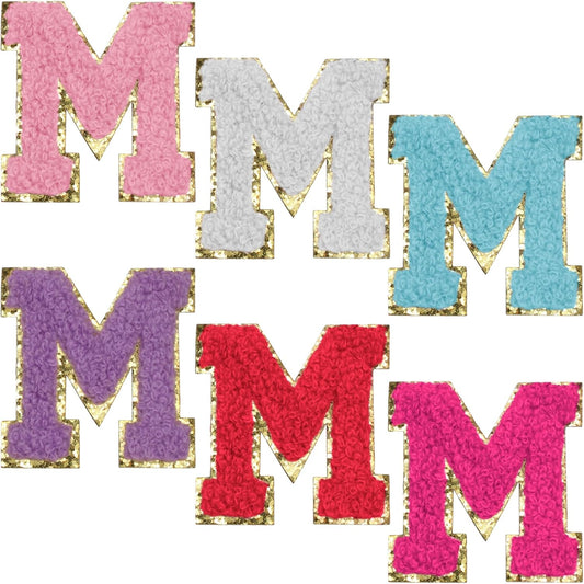 Biaungdo Self Adhesive Chenille Letter Patches, 6 Pcs 2 Inch Varsity Letter Patches Iron on Letter Patches V1259-DP01-D-78