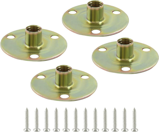 Biaungdo Furniture Leg Mounting Plates, 4 Sets 5/16 Attachment Plates with Hanger Bolts Screws for Furniture V1259-DP01-D-81