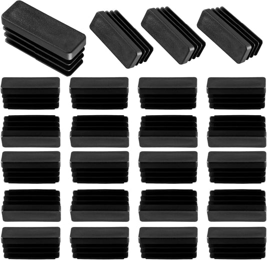 Biaungdo 24 Pack Rectangle Plastic Chair Leg Caps, 1/2" x 1-1/2" Tubing Glide End Insert Plug Cap Cove, V1259-DP01-D-83