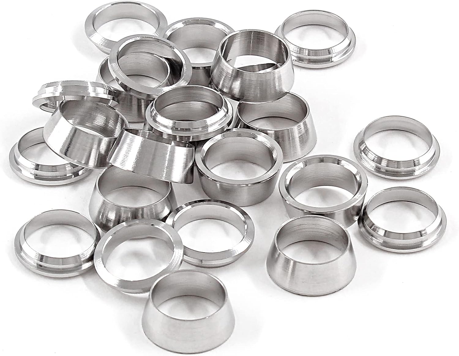Biaungdo 12 Pairs Compression Fitting Ferrule Sleeve, 304 Stainless Steel 3/8" Tube OD Compression Double V1259-DP01-D-85
