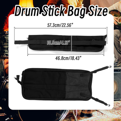 Biaungdo Drumstick Bag, Black Portable Drum Stick Bag, Small Drumstick Case Holder for Drum Mallets and V1259-DP01-D-86
