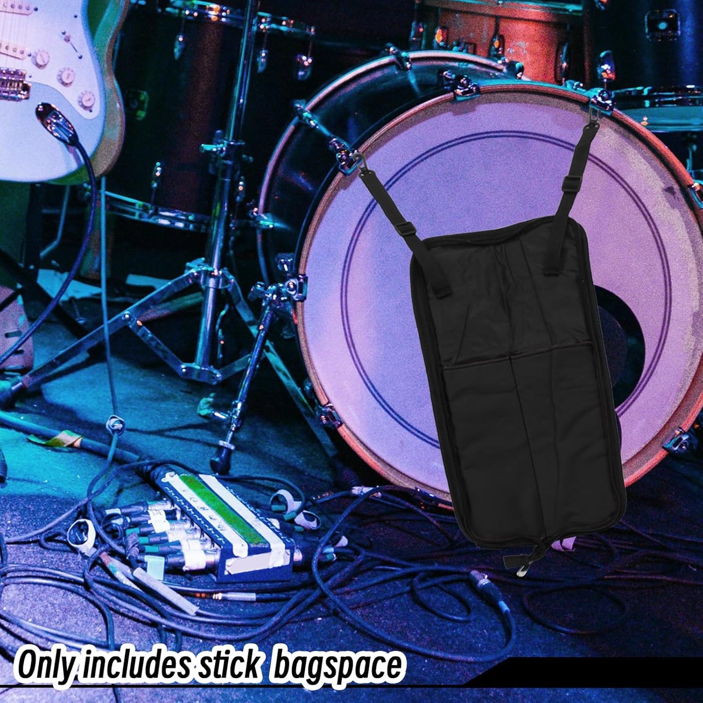 Biaungdo Drumstick Bag, Black Portable Drum Stick Bag, Small Drumstick Case Holder for Drum Mallets and V1259-DP01-D-86