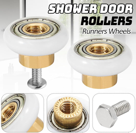 Biaungdo 4 Sets Shower Door Rollers, 19 mm Shower Door Rollers Runners Wheels Replacement Part, Bathroom V1259-DP01-D-90