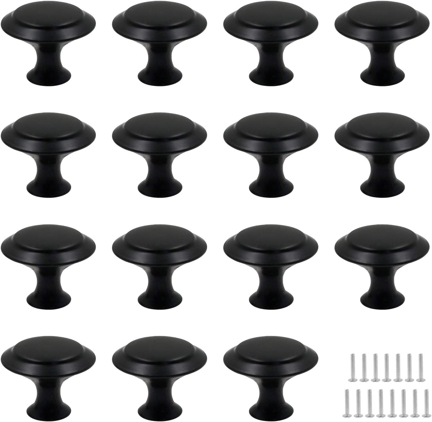 Biaungdo 15 Pack 1Inch Flat Black Kitchen Cabinet Knobs Drawer Dresser Handles Knobs, Round Drawer Handles V1259-DP01-D-91