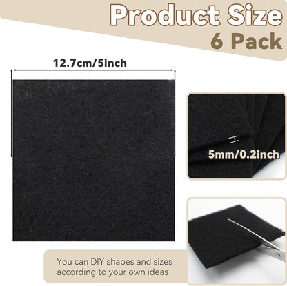 Biaungdo 6 Pack 5 Inch Sqaure Charcoal Filter Replacements, Black Kitchen Compost Bin Filters for Countertop V1259-DP01-D-93