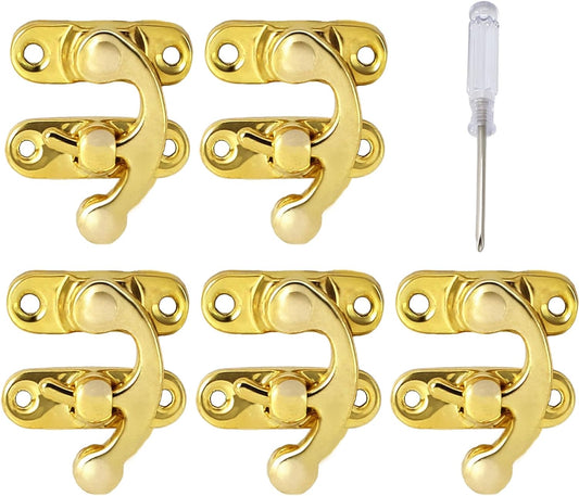Biaungdo 5pcs Gold Vintage Style Swing Bag Clasp Closure Lock Latch for Furniture Wooden Box Jewelry Case V1259-DP01-D-94