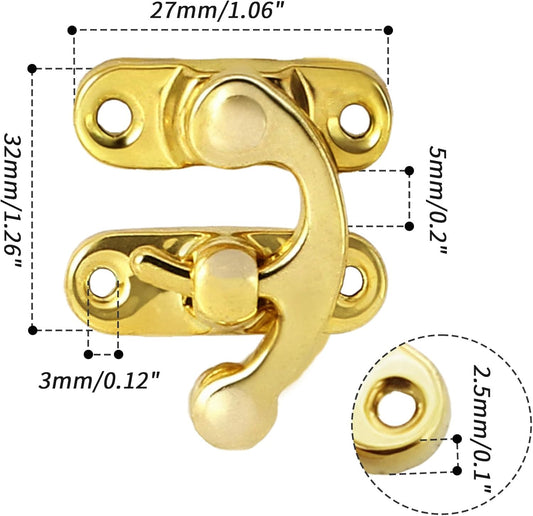 Biaungdo 5pcs Gold Vintage Style Swing Bag Clasp Closure Lock Latch for Furniture Wooden Box Jewelry Case V1259-DP01-D-94