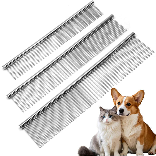 Biaungdo 3 Pcs Dog Grooming Combs Set, Metal Dog Comb for Removing Tangles and Knot, Cat Brush Grooming Tool V1259-DP01-D-96
