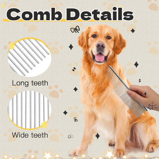 Biaungdo 3 Pcs Dog Grooming Combs Set, Metal Dog Comb for Removing Tangles and Knot, Cat Brush Grooming Tool V1259-DP01-D-96