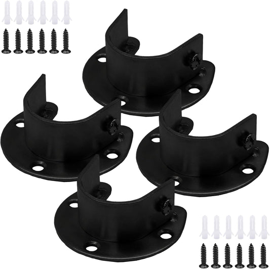 Biaungdo 1-1/4 Inch Stainless Steel Closet Rod End Supports, 4 Pcs Black Heavy Duty Wardrobe Rod Brackets V1259-DP01-D-99
