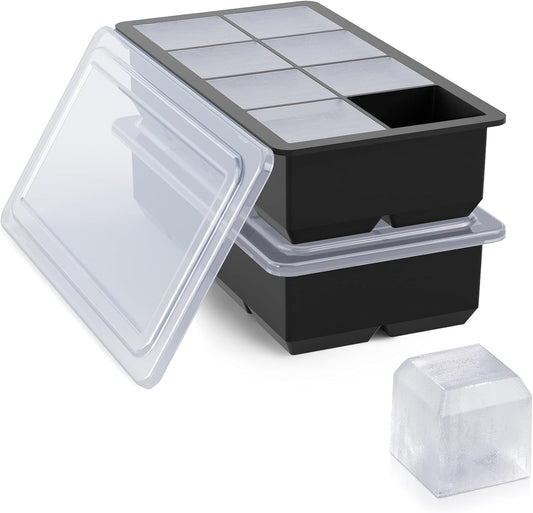 Bangp Large Ice Cube Tray for Whiskey,2 Pack Stackable Big Ice Cube Molds Make 16 Big Whiskey Ice Cubes,Easy V1259-DP01-E-102