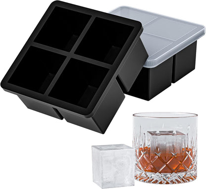 Bangp Large Ice Cube Tray for Whiskey,Silicone Ice Cube Trays 2 Pack,Large Ice Cube Molds with Leak Proof V1259-DP01-E-103
