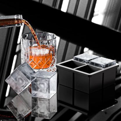 Bangp Large Ice Cube Tray for Whiskey,Silicone Ice Cube Trays 2 Pack,Large Ice Cube Molds with Leak Proof V1259-DP01-E-103