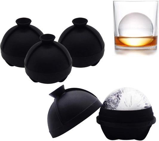 Ice Ball Molds Set of 4,Whiskey Ice Ball Maker Mold,Silicone Sphere Ice Molds with Built-in Funnel,Large V1259-DP01-E-105