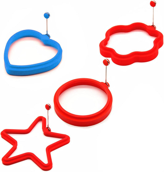 Bangp 4 Pack Eggs Rings, Silicone Egg cups, Round Pancake Mold for Frying Eggs,Omelet and Muffins, Pancake V1259-DP01-E-111