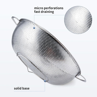 Colander Stainless Steel 3-Quart, Metal Strainer with Base, Strainer for Kitchen Food, Dishwasher Safe V1259-DP01-E-117