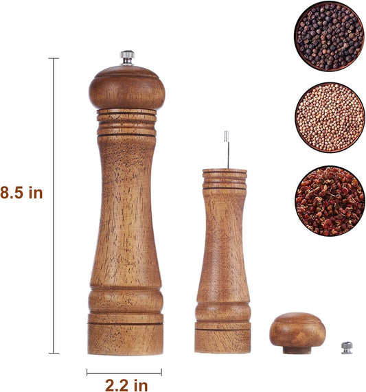 Gulex Wood Pepper Grinder Pepper Mill,Adjustable Coarseness 8 Inch Wooden Peppermill, Ceramic Grinding V1259-DP01-E-119
