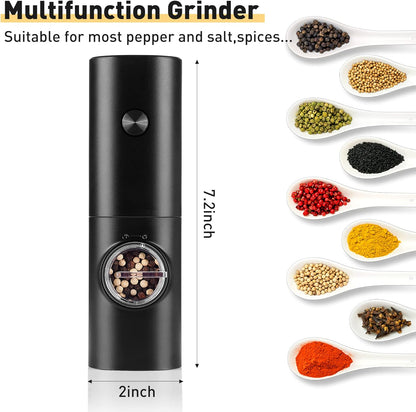 Electric Pepper Grinder or Salt Mill, Battery Powered Automatic Pepper Mill, Ceramic Grinder with Adjustable V1259-DP01-E-120