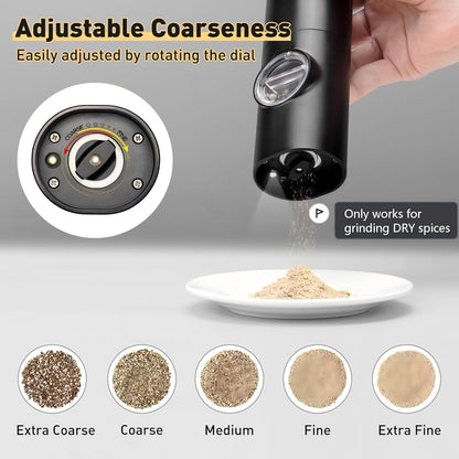 Electric Pepper Grinder or Salt Mill, Battery Powered Automatic Pepper Mill, Ceramic Grinder with Adjustable V1259-DP01-E-120