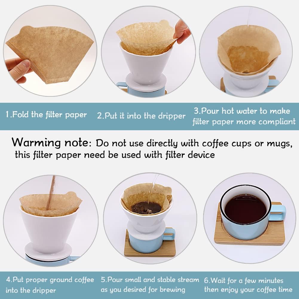 YQL #2 Cone Coffee Filter, 200 Count Coffee Filters 2 Cone Paper, Unbleached Disposable Coffee Filters Fit V1259-DP01-E-132