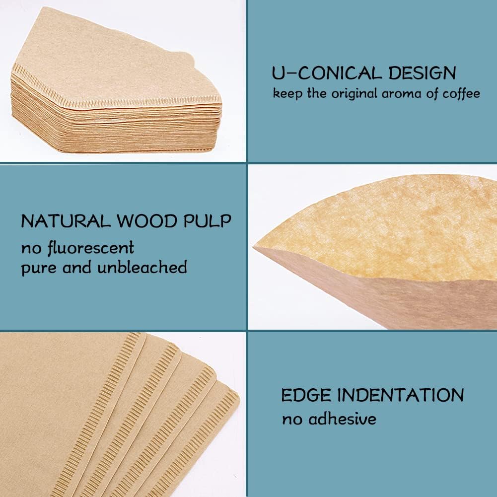 YQL #2 Cone Coffee Filter, 200 Count Coffee Filters 2 Cone Paper, Unbleached Disposable Coffee Filters Fit V1259-DP01-E-132