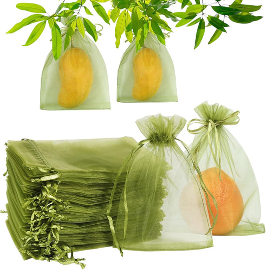 YQL 100Pcs 4"x6" Fruit Protection Bags,Fruit Netting Bags,Garden Netting Bags with Drawstring for Protecting V1259-DP01-E-135