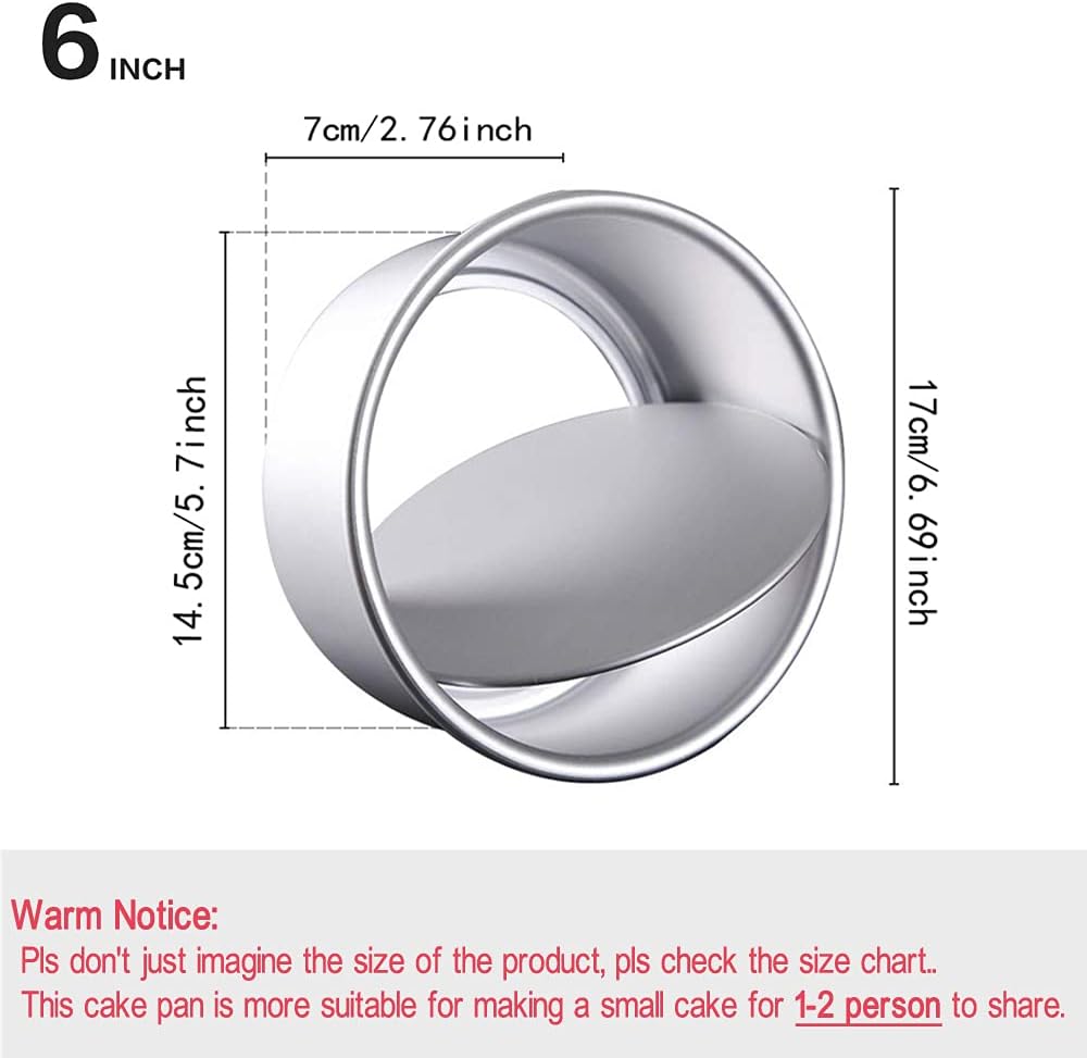 6 Inch Cake Pan Round, Small Cheesecake Pan with Removable Bottom, Chiffon Cake Mold Anodized Aluminum Baking V1259-DP01-E-140