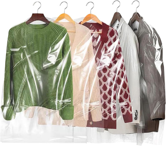20Pcs Plastic Garment Bags for Hanging Clothes, 35 Inch Clear Dry Cleaner Bags Dustproof Suit Cover Clothes V1259-DP01-E-143