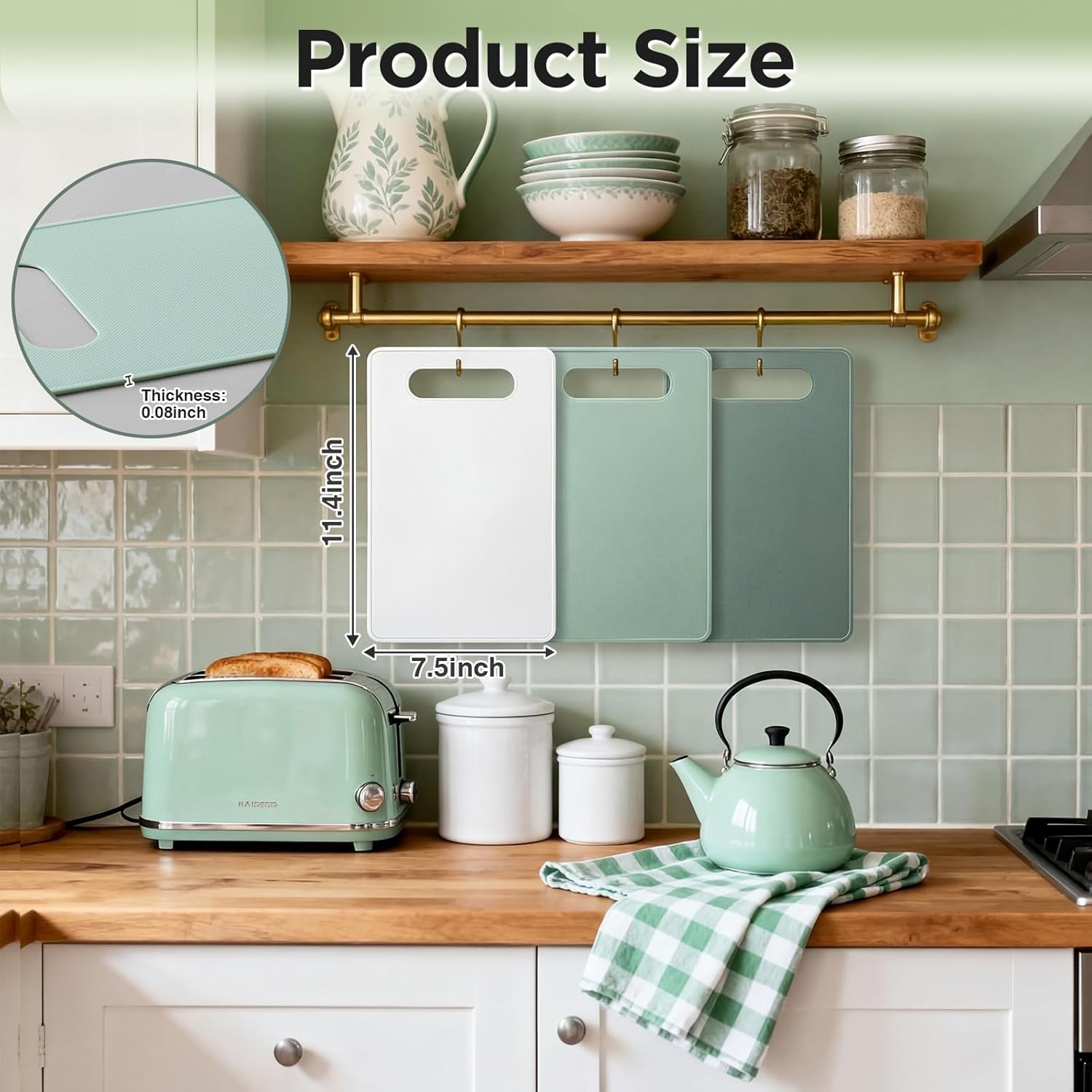 3 Pcs Small Cutting Boards for Small Kitchen, Thin Plastic Cutting Board Set with Easy Grip Handle, Space V1259-DP01-E-149
