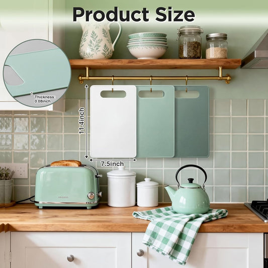 3 Pcs Small Cutting Boards for Small Kitchen, Thin Plastic Cutting Board Set with Easy Grip Handle, Space V1259-DP01-E-149