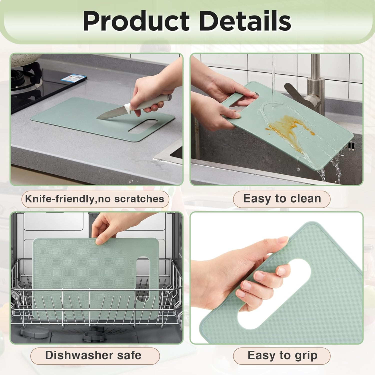 3 Pcs Small Cutting Boards for Small Kitchen, Thin Plastic Cutting Board Set with Easy Grip Handle, Space V1259-DP01-E-149