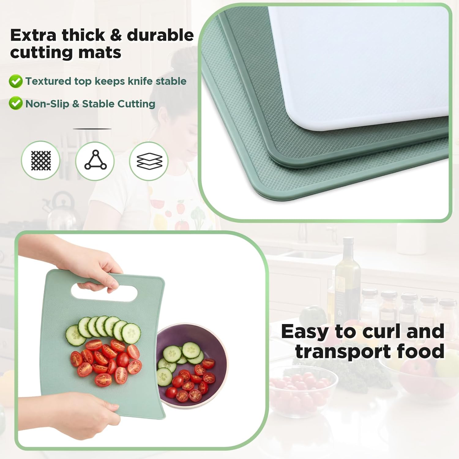 3 Pcs Small Cutting Boards for Small Kitchen, Thin Plastic Cutting Board Set with Easy Grip Handle, Space V1259-DP01-E-149