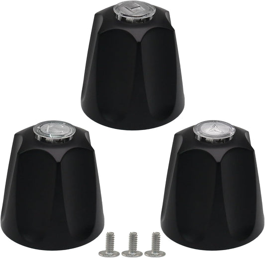 Biaungdo Black Shower Knob Replacement Set of 3, Bathtub Faucet Handles Include Hot and Cold/Diverter Shower V1259-DP01-E-15