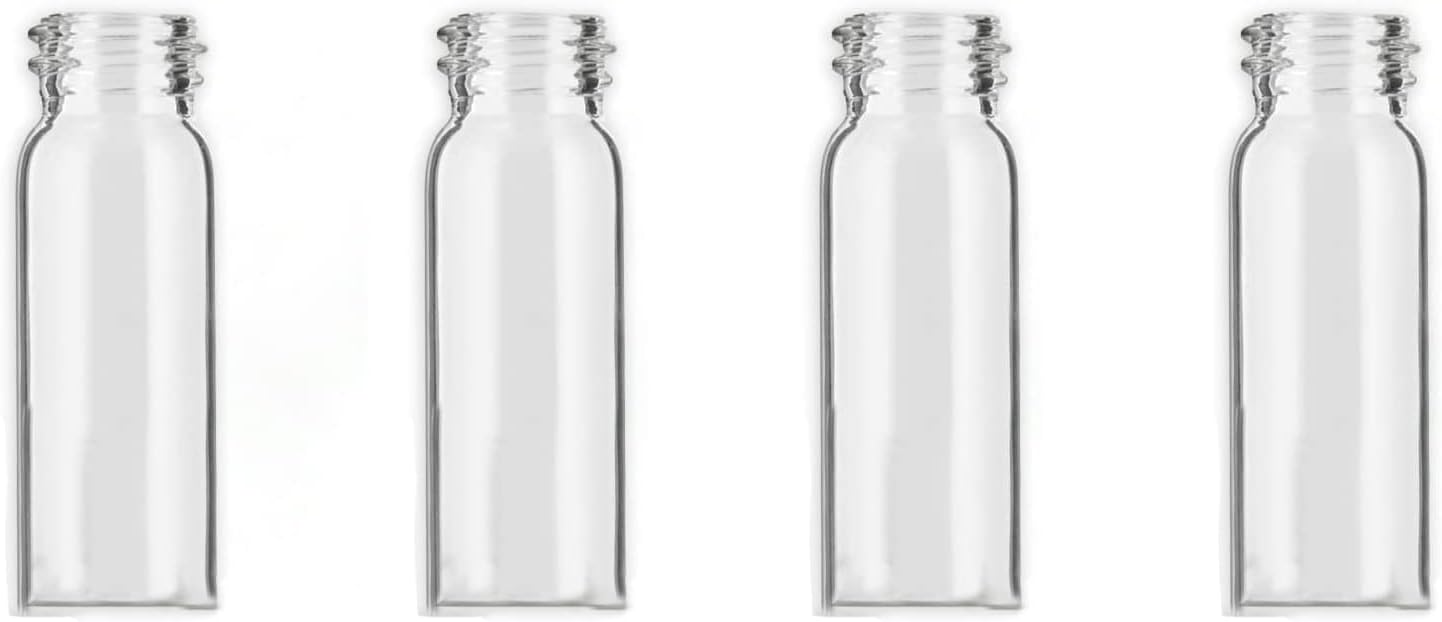 iSnuff Sample Bottle - 5ml Clear Glass with Screw Cap Lid and Scoop - Refillable for Travel, Preservation, V1259-DP01-E-155