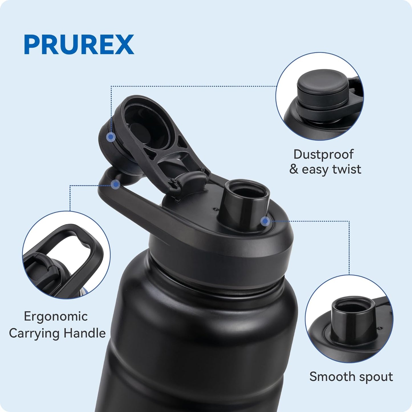 Replacement Lid for Bubba Water Bottle 24 32 40 OZ, Spout Lid with Ergonomic Handle for Bubba Trailblazer - V1259-DP01-E-170