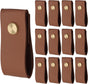 Biaungdo 12 Pack Leather Drawer Pulls, Brown Single Hole Leather Dresser Knobs Leather Pulls Cabinet Door V1259-DP01-E-18