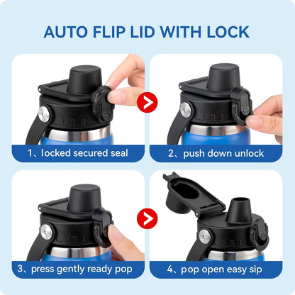 Pop - Up Replacement Lid - Leakproof Spout Cap with Secure Lock, for Hydro Flask, ThermFlask, Takeya & Iron V1259-DP01-E-190