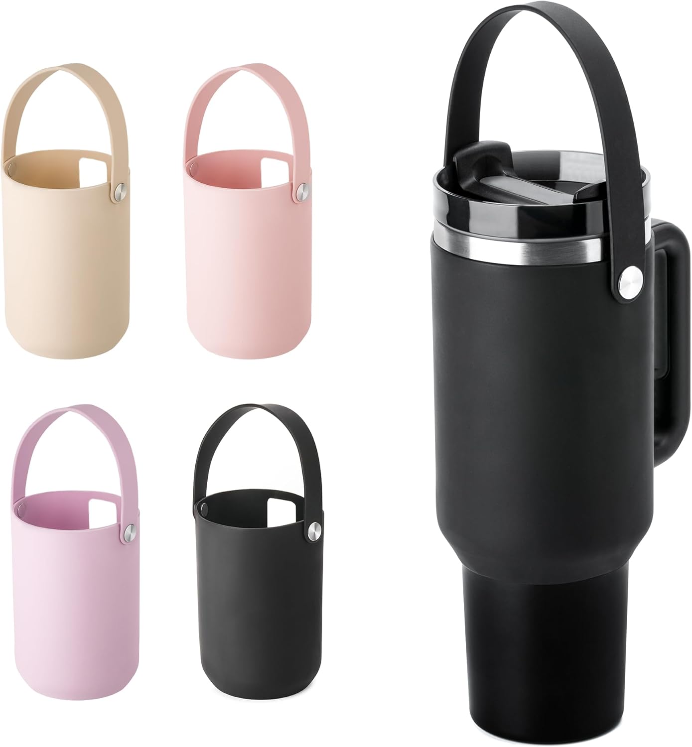 BPA - Free Silicone Carry Handle: Durable Accessory for Stanley Quencher 40oz (Black) V1259-DP01-E-191