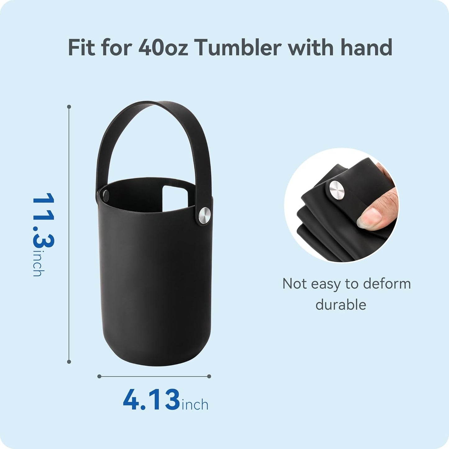 BPA - Free Silicone Carry Handle: Durable Accessory for Stanley Quencher 40oz (Black) V1259-DP01-E-191