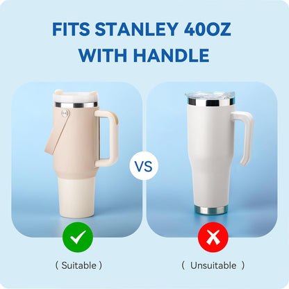 BPA - Free Silicone Carry Handle: Durable Accessory for Stanley Quencher 40oz (Black) V1259-DP01-E-191