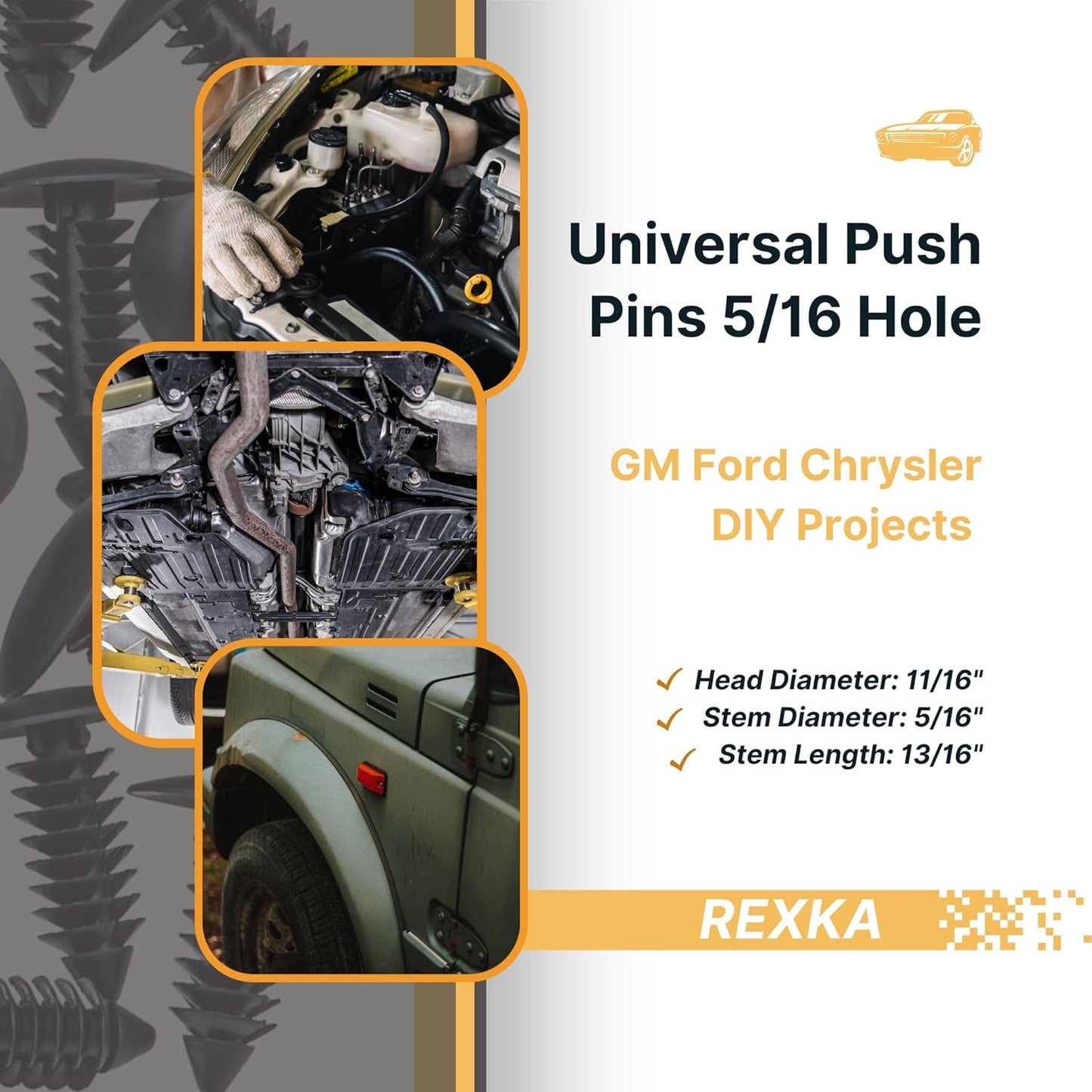Rexka 30pcs Fender Bumper Shield Fender Liner Push Pin Retainer Clips 6030441 for Jeep Dodge Ram Chrysler V1259-DP01-E-214